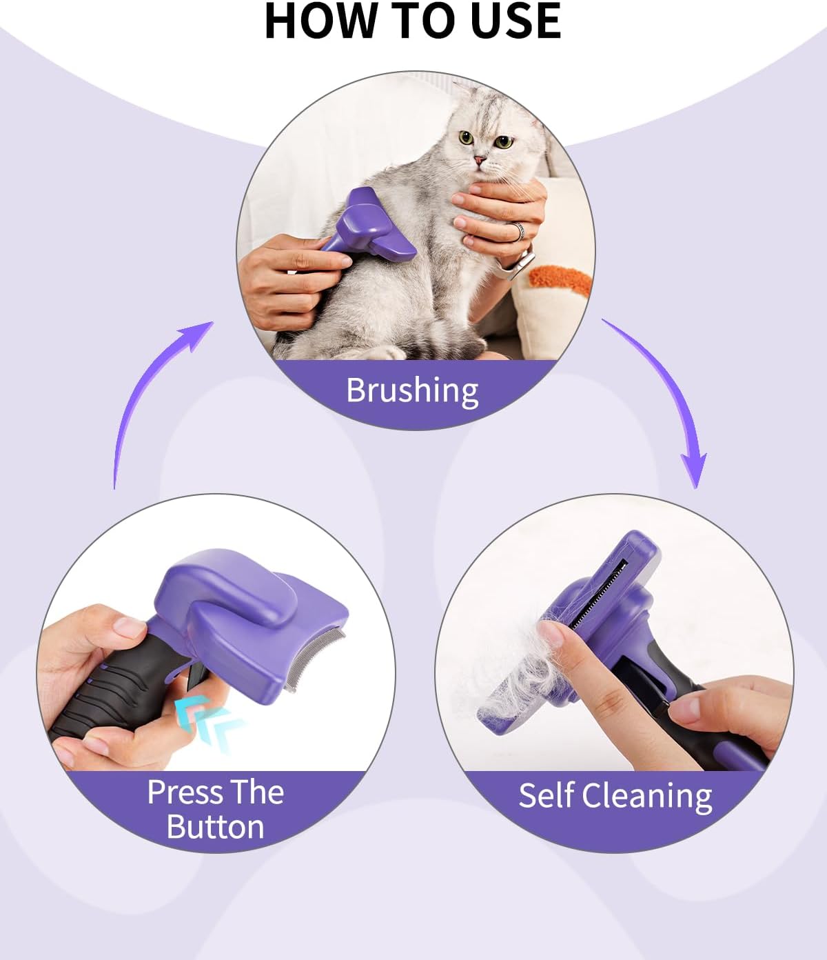 Joytale Deshedding – Cepillo de aseo para perros y gatos, cepillo lavable para limpiar el pelo de las mascotas, cepillo limpiador de pelo de