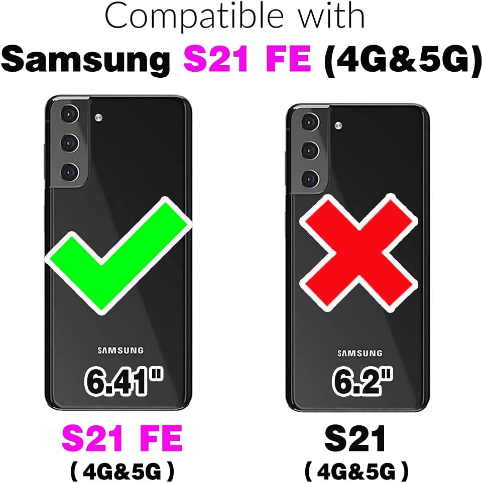 Asuwish Funda de teléfono para Samsung Galaxy S21 FE 5G con protector de pantalla de vidrio templado y funda delgada de cuero suave resistente