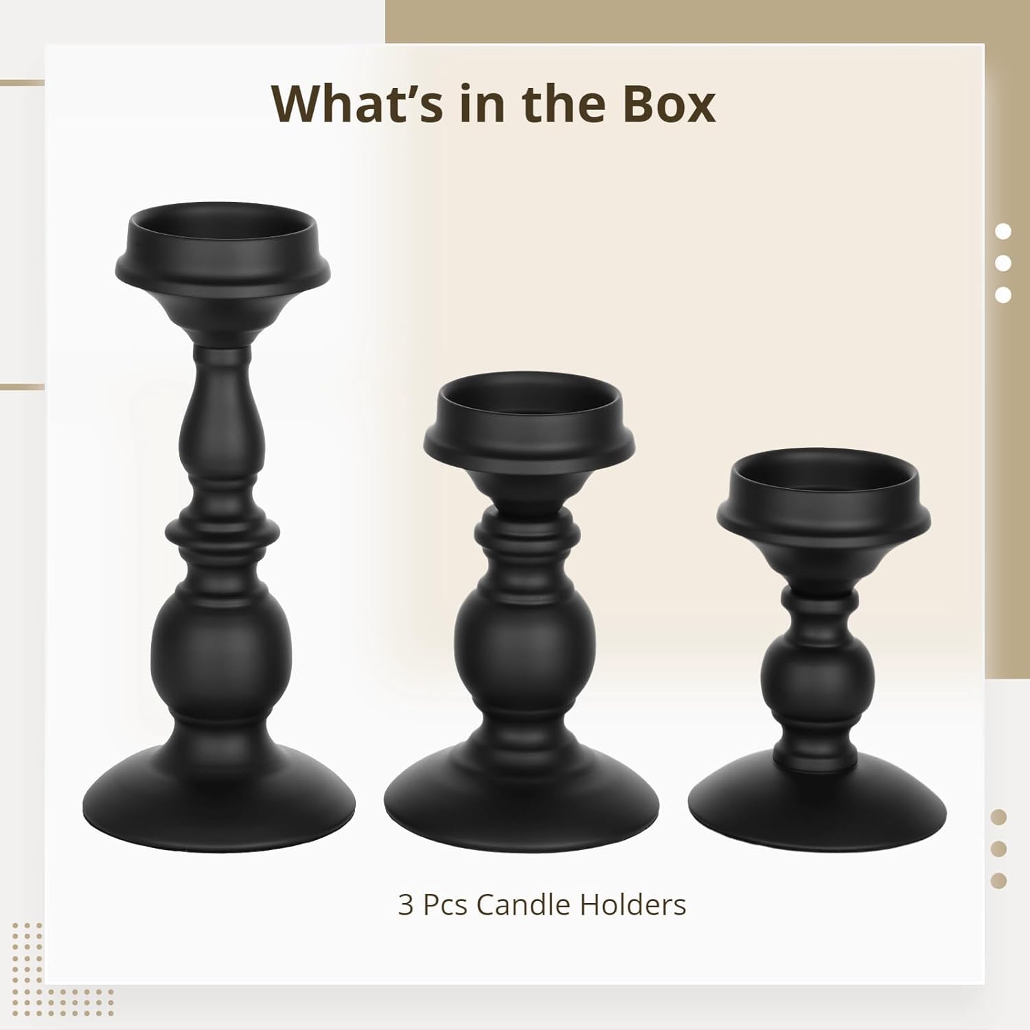 3 portavelas de hierro para velas de 5.36.89.1 pulgadas de alto, juego de portavelas perfumados negros, decoración retro de centro de mesa para