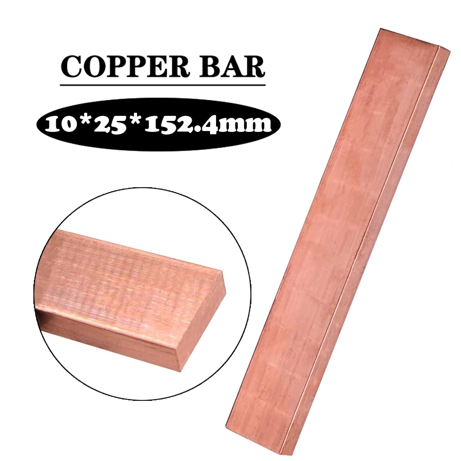 Barra plana de cobre C110, 38″ de espesor x 1″ de ancho x 6″ de largo, barra plana de cobre Stock, 0.394 in x 0.984 in x 5.984 in
