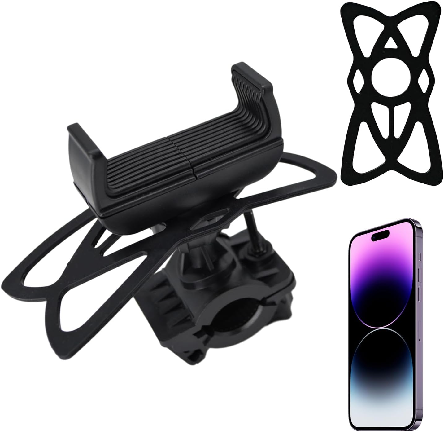 Soporte de teléfono para bicicleta, soporte de motocicleta ajustable giratorio de 360, soporte universal antivibraciones para teléfono celular,