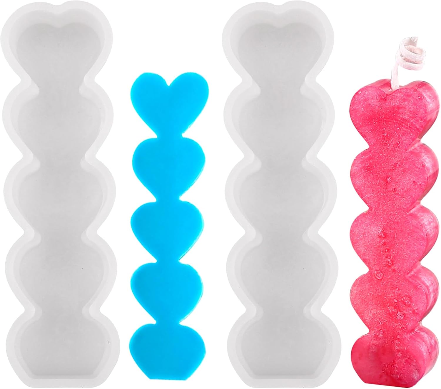 Moldes de velas de corazón apilables, moldes de vela de pilar de corazón, molde de vela grande en forma de corazón para velas de aromaterapia, jabón