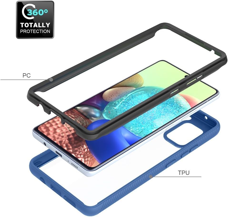 Asuwish Funda de teléfono para Samsung Galaxy A71 5G con protector de pantalla de vidrio templado y soporte delgado, híbrida, resistente, funda