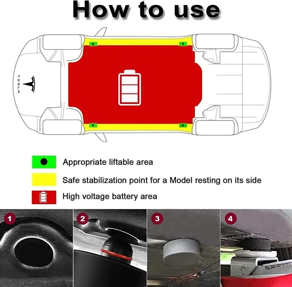 Almohadilla de elevación para Tesla Modelo 3SXY, discos de elevación con una caja de almacenamiento, kit de herramientas de adaptador de almohadilla