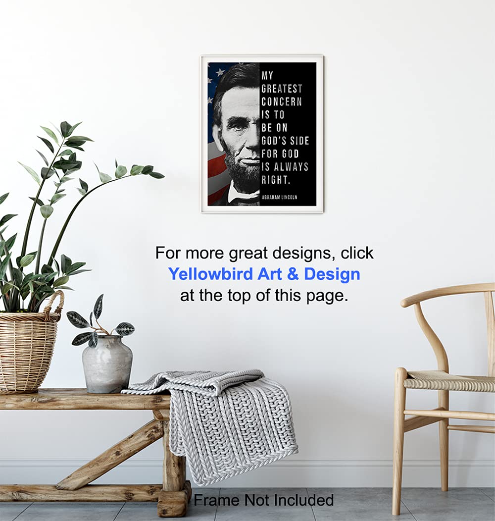 Abe Lincoln – Abraham Lincoln Poster, 8×10 – American Flag Wall Decor – Patriotic Decor – Religious Wall Decor – God Wall Decor – Christian Wall Art