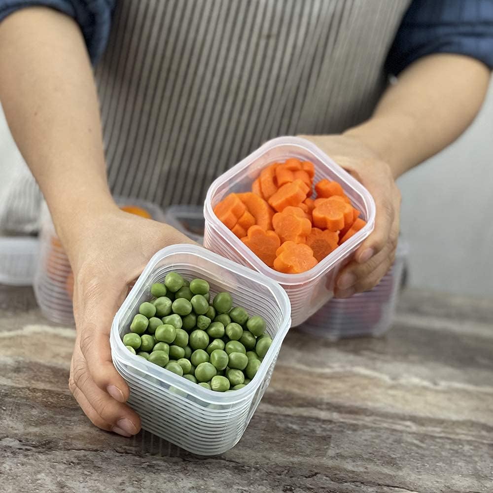 TeTeBak Recipientes de almacenamiento de alimentos con tapas, herméticos, 6 unidades, extraíbles, individuales, sin BPA, recipientes de plástico