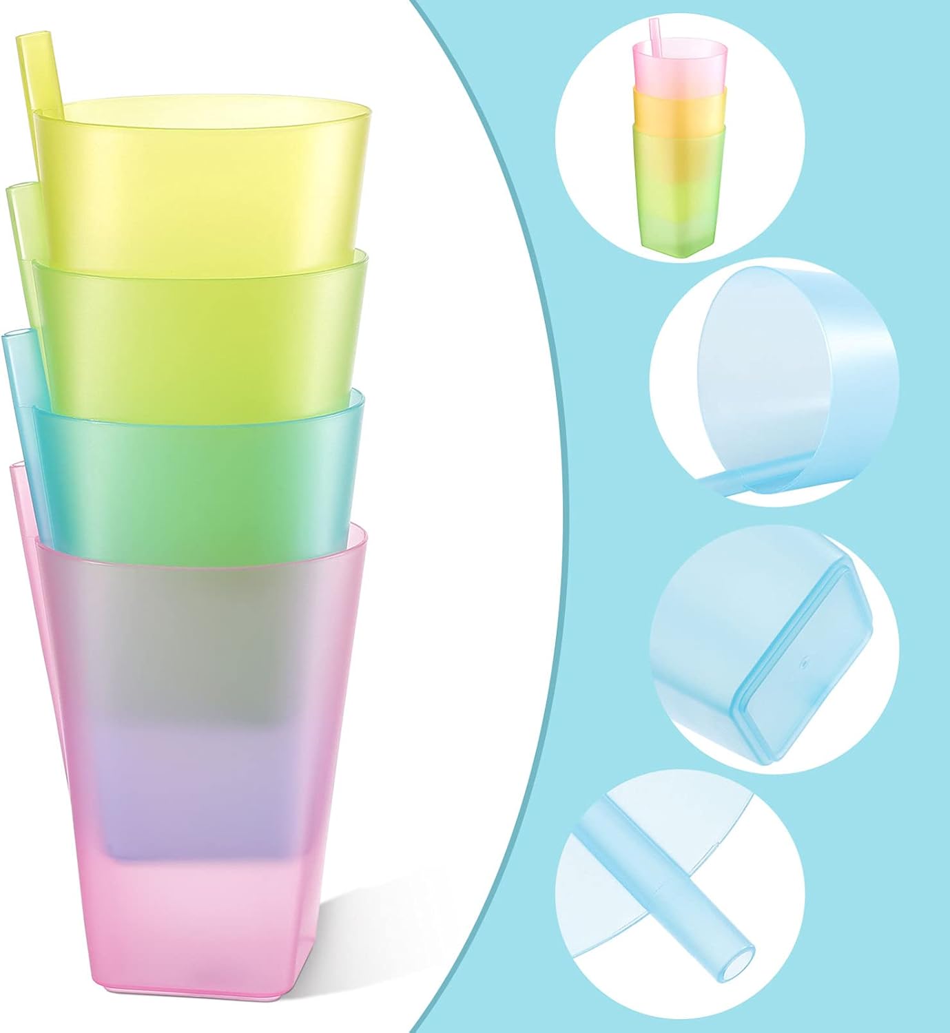 Sippy Cup – 4 vasos para sorber para niños pequeños con popote integrado