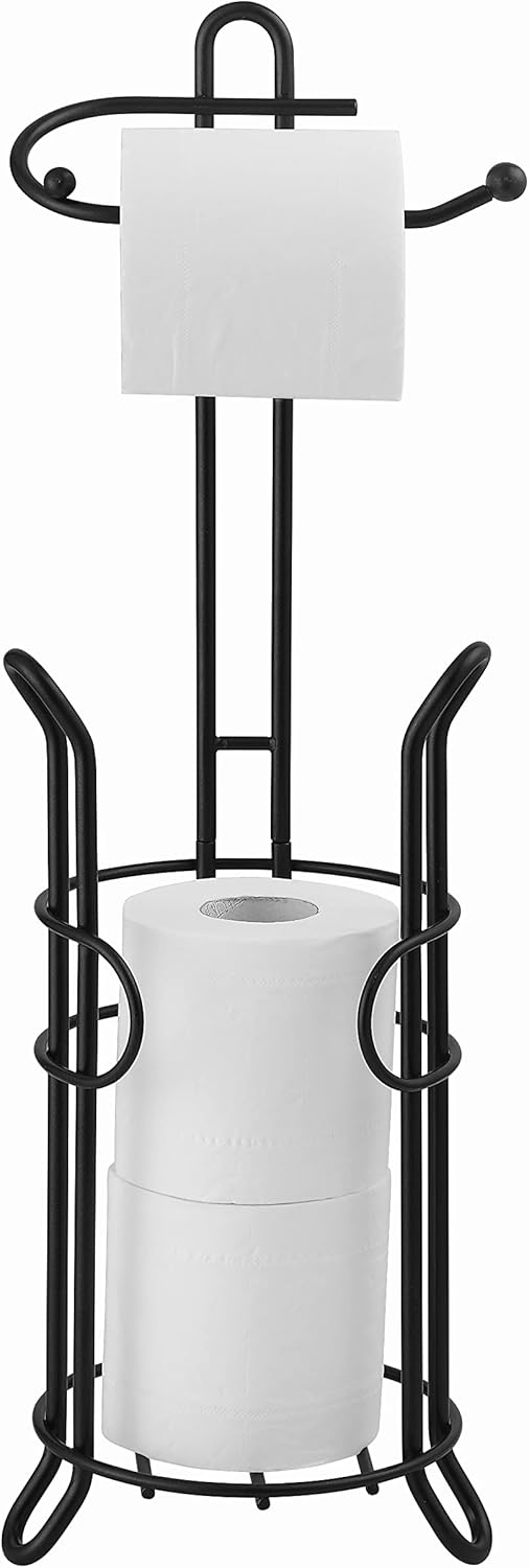 SunnyPoint Soporte de almacenamiento de rollos de papel higiénico para baño con reserva, el área de reserva tiene suficiente espacio para almacenar