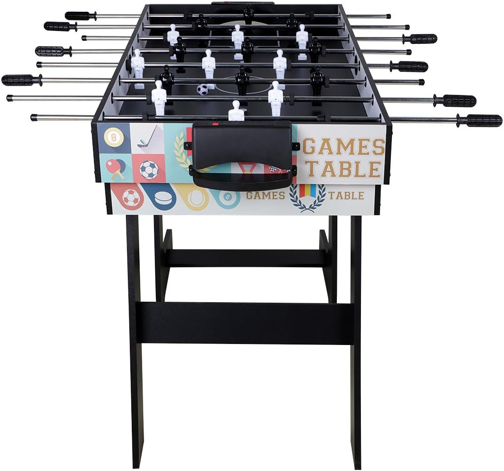 Mesa de juego combinada 4 en 1 multifunción, mesa de futbolín de fútbol, mesa de billar, mesa de hockey de aire, mesa de tenis de mesa con patas