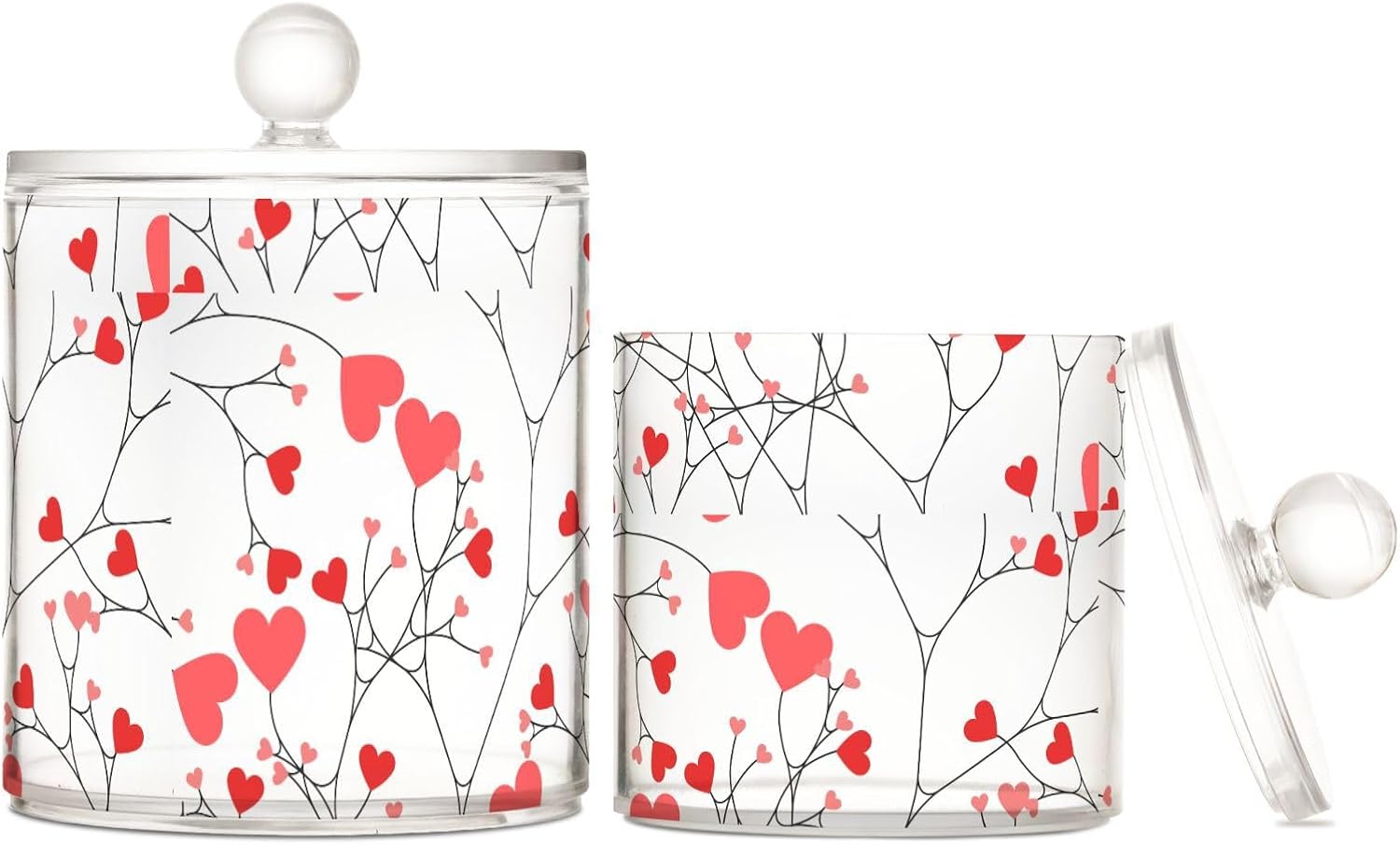 Tarros de plástico para el día de San Valentín con tapas, tarros de plástico, recipientes de baño, tarro de bolas de algodón para dormitorio,