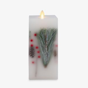 Luminara Pilar LED de llama móvil cuadrada sin llama de 3.5 x 8.5 pulgadas, parte superior plana, sin perfume, cera real, acabado liso con Luminara Pilar LED de llama móvil cuadrada sin llama de 3.5 x 8.5 pulgadas, parte superior plana, sin perfume, cera real, acabado liso con