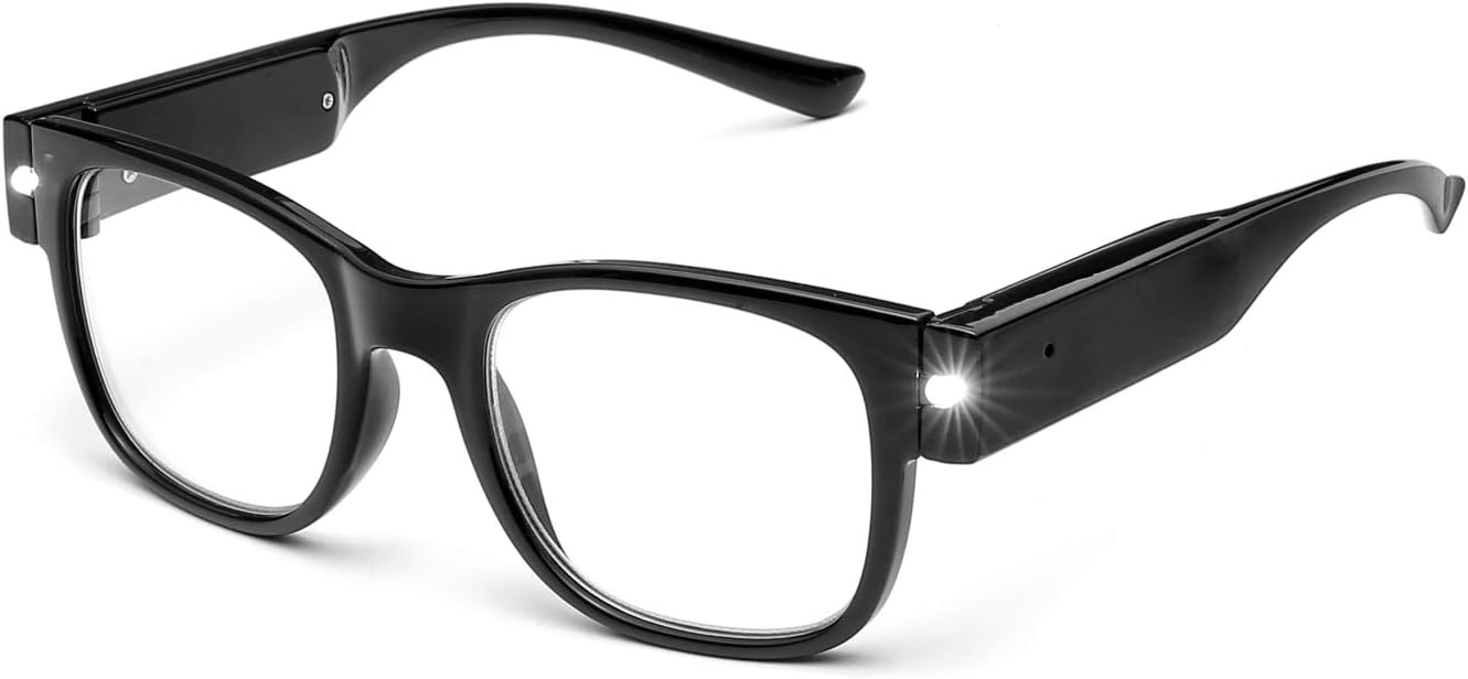 SKYWAY Gafas de lectura iluminadas, recargables, brillantes, lectores LED con luces, lentes de visión clara, unisex