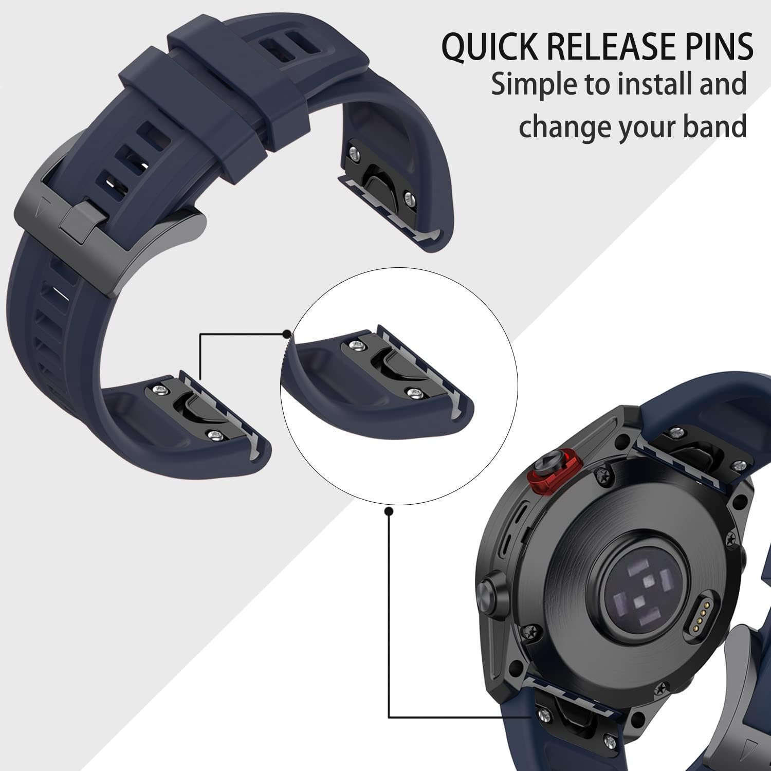 Watch Band Compatible for Garmin Fenix 7XFenix 6XFenix 5XFenix 5X PlusFenix 6XFenix 6X Pro Soft Silicone Sport Watch Strap