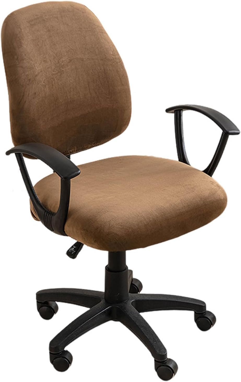 CRFATOP Funda elástica para silla de oficina de computadora, fundas de terciopelo dividido para silla giratoria de 2 piezas, funda de asiento +