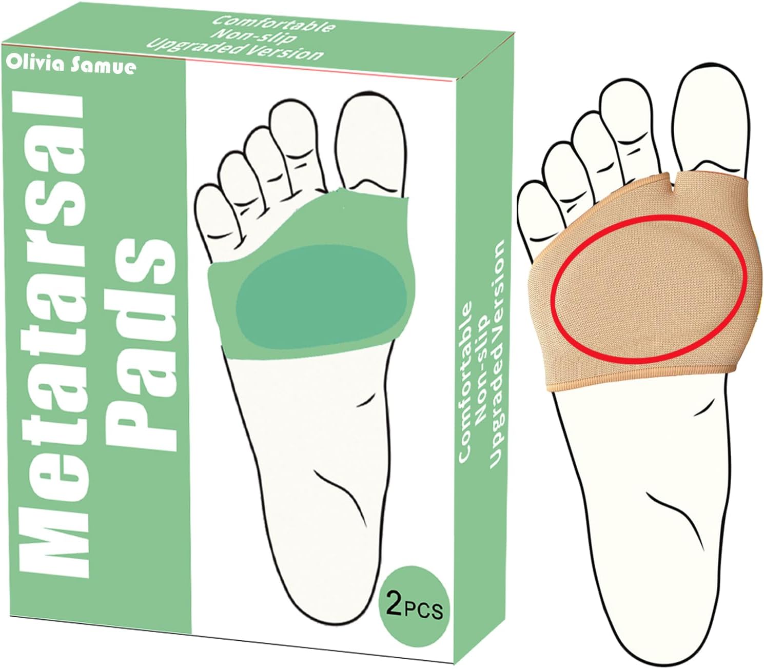 Almohadillas metatarsianas para mujeres y hombres, 2 piezas, cojines de bola de pie, almohadillas para pies para aliviar el dolor del neuroma de