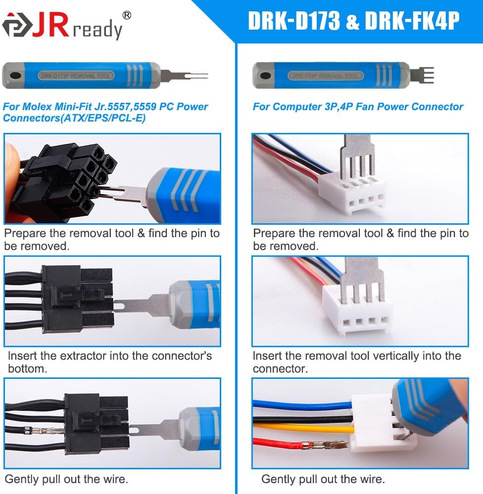JRready ST5253-22 Kit de herramientas extractoras de pines-22PCS Herramientas de liberación de terminales para Deutsch, AMP, Molex, Delphi, TE, JST,