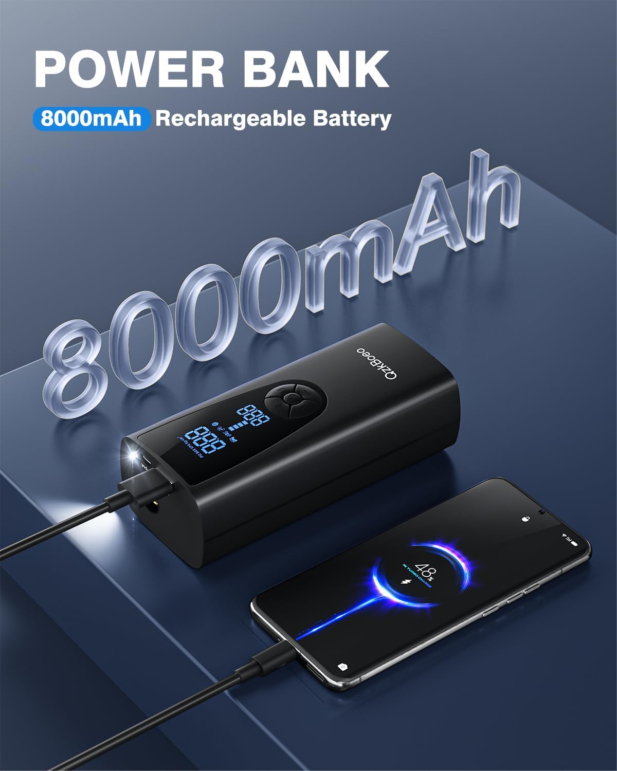 Compresor de aire portátil para inflador de neumáticos, bomba de aire QzkBoeo para neumáticos de automóvil con medidor de presión de neumáticos (150