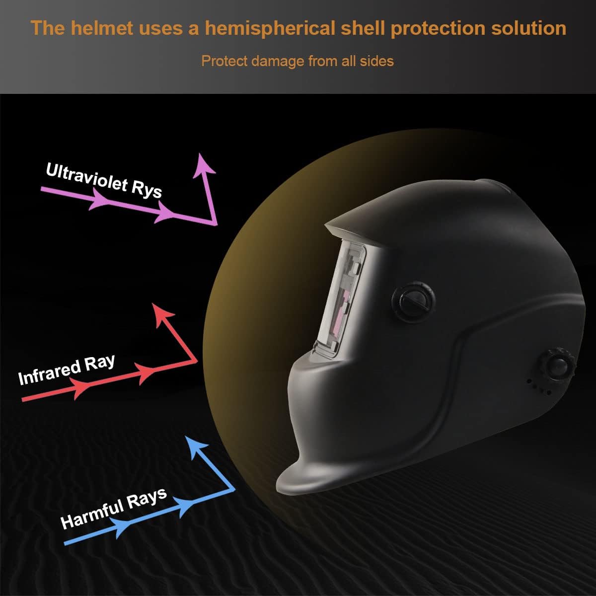 Casco de soldadura, casco de soldadura con oscurecimiento automático de energía solar, rango de sombra ajustable 49-13 para máscara de soldador de