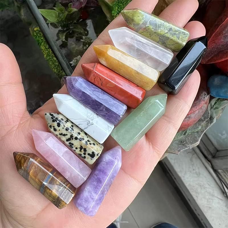 LE SKY 8 piezas de piedras decorativas naturales hexagonales con forma de varita curativa ágata de cristal curativo piedras energéticas para joyería