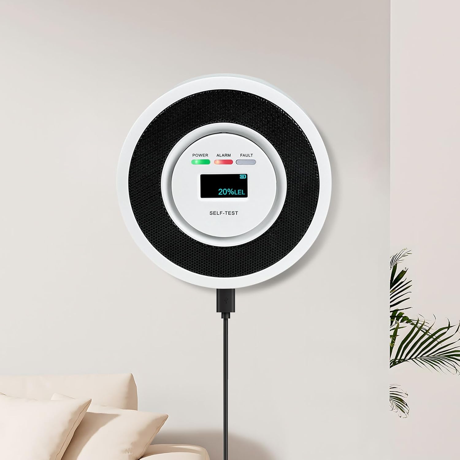 Detector de gas natural, alarma de fugas de gas, detector de propano, monitor de gas con aviso de voz, advertencia de luz estroboscópica, pantalla