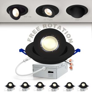 Adetu Luz empotrable LED negra cardán de 4 pulgadas, iluminación empotrable direccional ajustable de 360+90, 2700K3000K3500K4000K5000K con Jbox, ETL Adetu Luz empotrable LED negra cardán de 4 pulgadas, iluminación empotrable direccional ajustable de 360+90, 2700K3000K3500K4000K5000K con Jbox, ETL