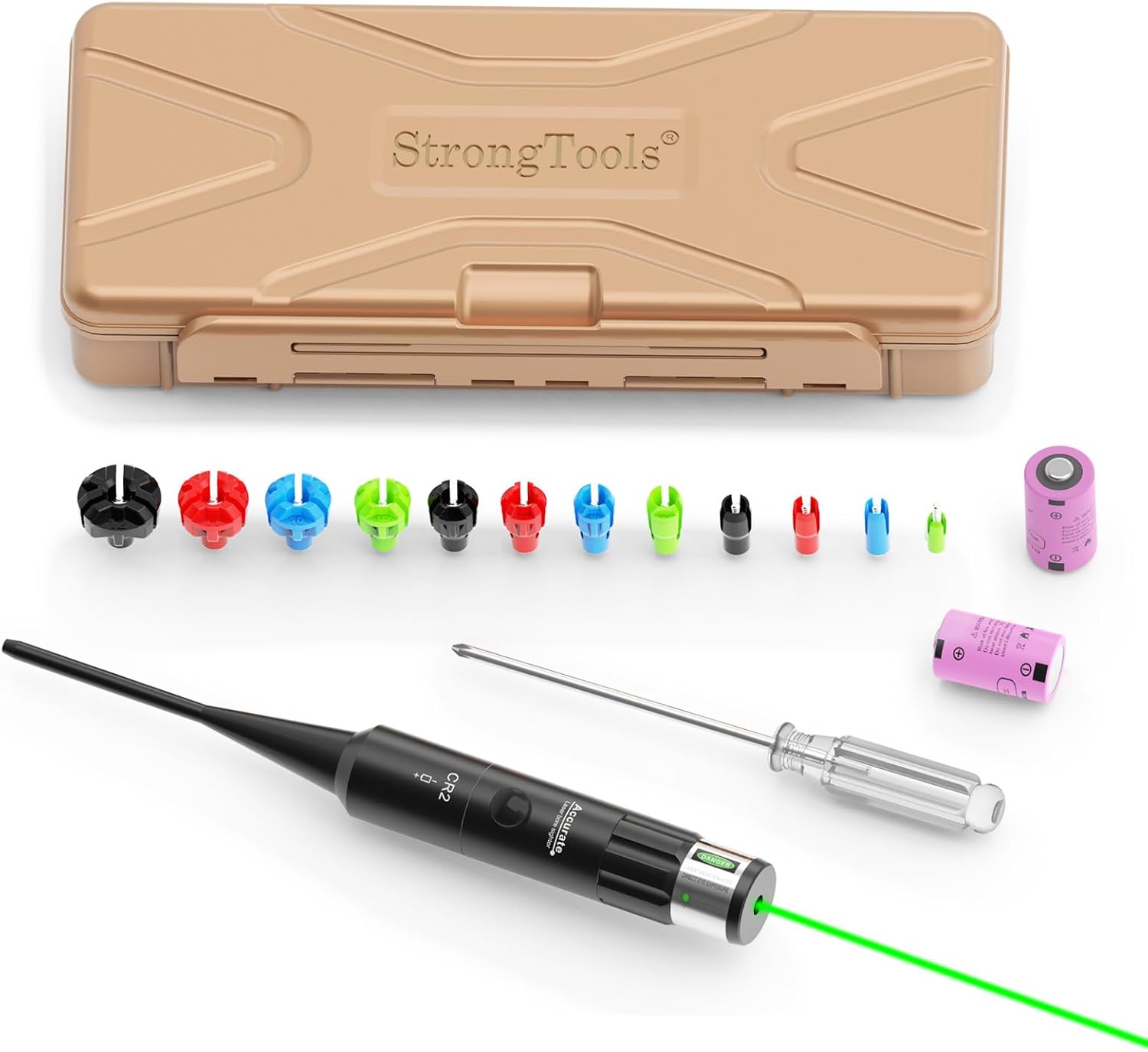 Rojo o verde BoreSighter 177 a 12GA Calibre Rifle Alcance Pistola Caza RojoVerde Punto Boresight Kit Interruptor de Prensa Bore Sight 800mAh Batería