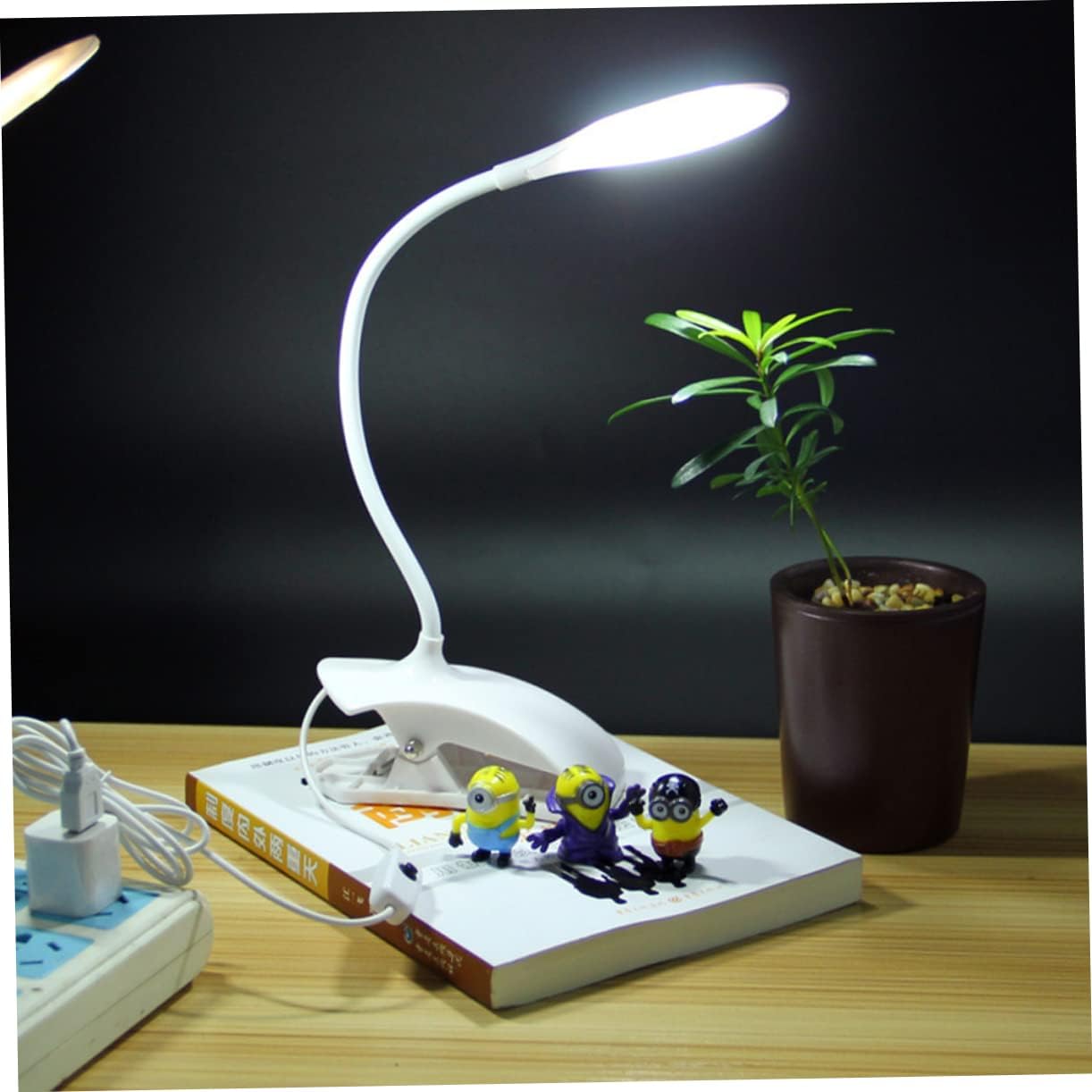 Uonlytech Lámpara para dormitorio, lámpara de escritorio LED para dormitorio, lámpara de escritorio antideslizante, mini lámpara de mesa LED para