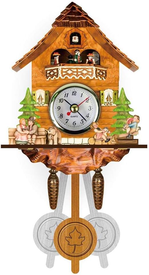 Reloj de cuco antiguo de madera cuco Birdhouse reloj de pared decoración del hogar reloj de cuco colgante de campana oscilante automática péndulo