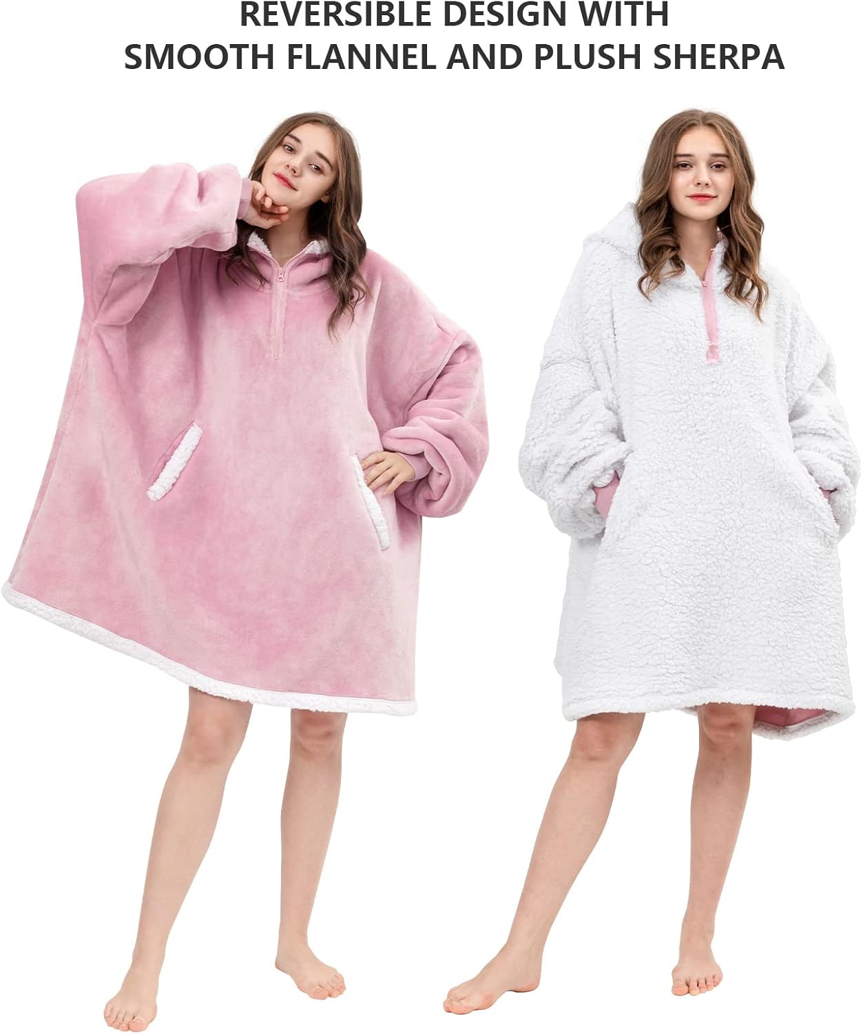 Angelhood Manta con capucha para llevar, supersuave, cálida y de gran tamaño, manta de franela Sherpa con bolsillo gigante para hombres, mujeres,