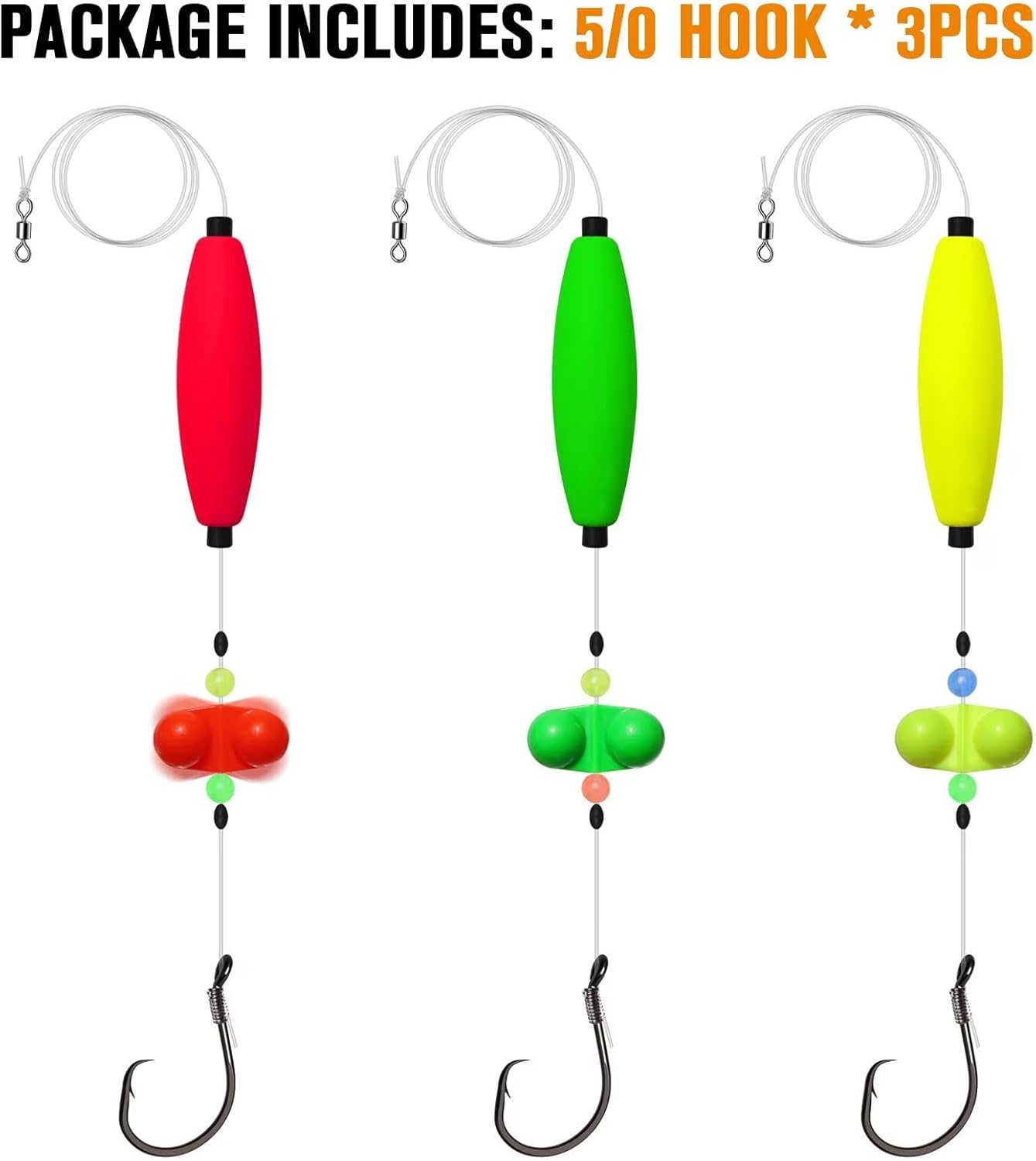 Dovesun Plataformas de pesca para bagre, 6 piezas de aparejos de pesca para gato, aparejo Santee Rig 50 60 70 80 ganchos circulares para flotadores