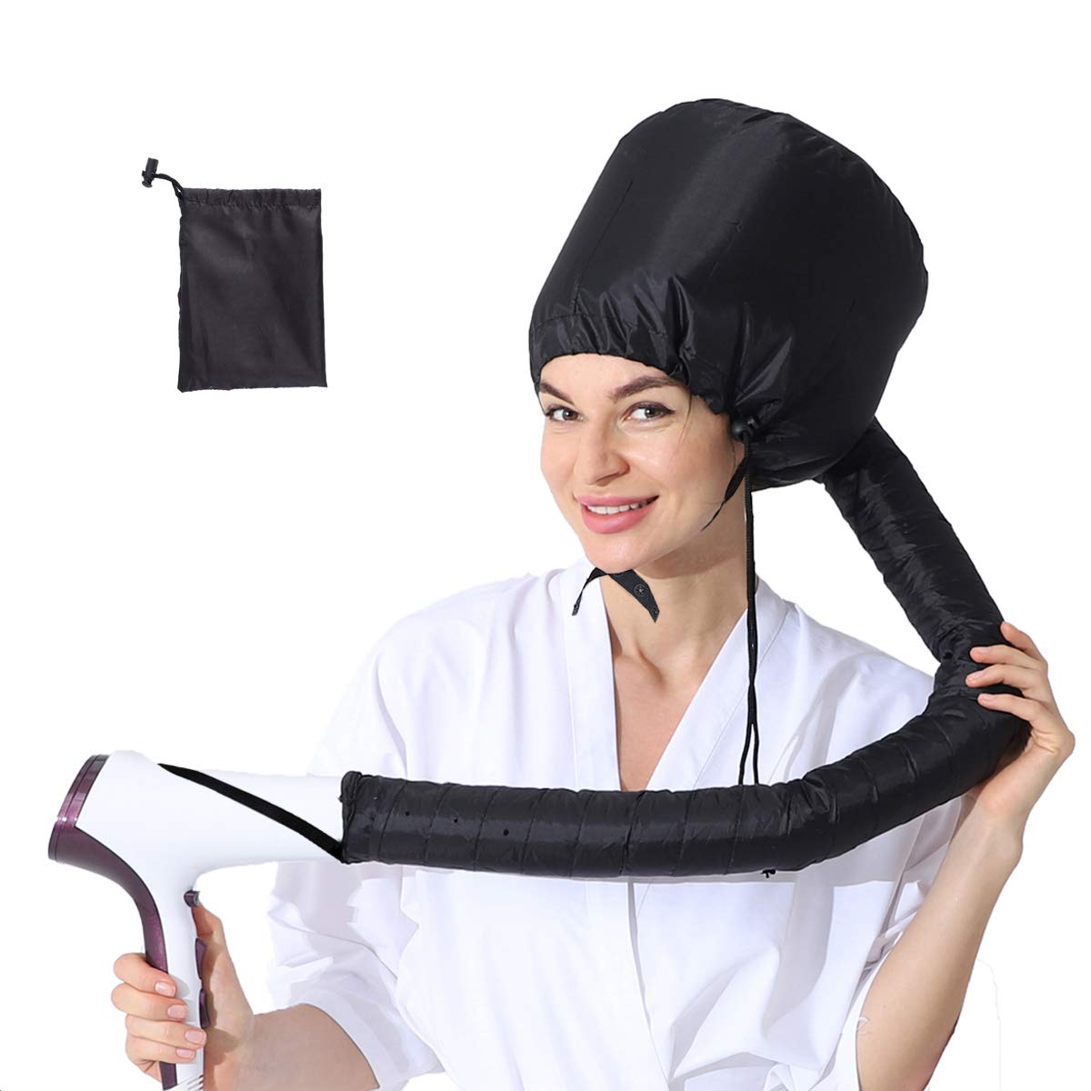(3 en 1) Paquete de 24 piezas de tubos rizadores de cabello suave flexible con secador de pelo con accesorio de capó y 4 pinzas para peinar el