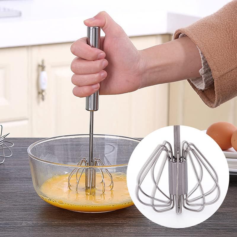 Batidor de huevos giratorio semiautomático Mezclador manual de crema de acero inoxidable Herramienta de cocina para el hogar
