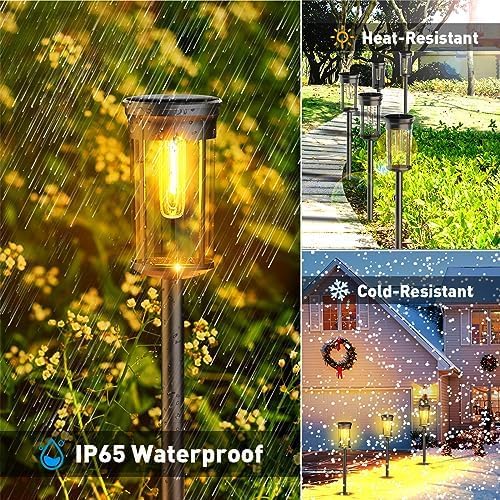 Luces solares para caminos al aire libre, paquete de 8 luces para exteriores, impermeables, encendidoapagado automático, luces solares