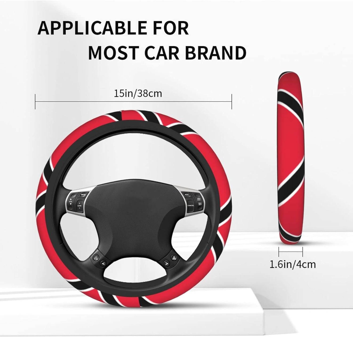 Bandera de Trinidad y Tobago – Funda para volante de 15 pulgadas, universal, antideslizante, decoración para volante, accesorios de automóvil, funda