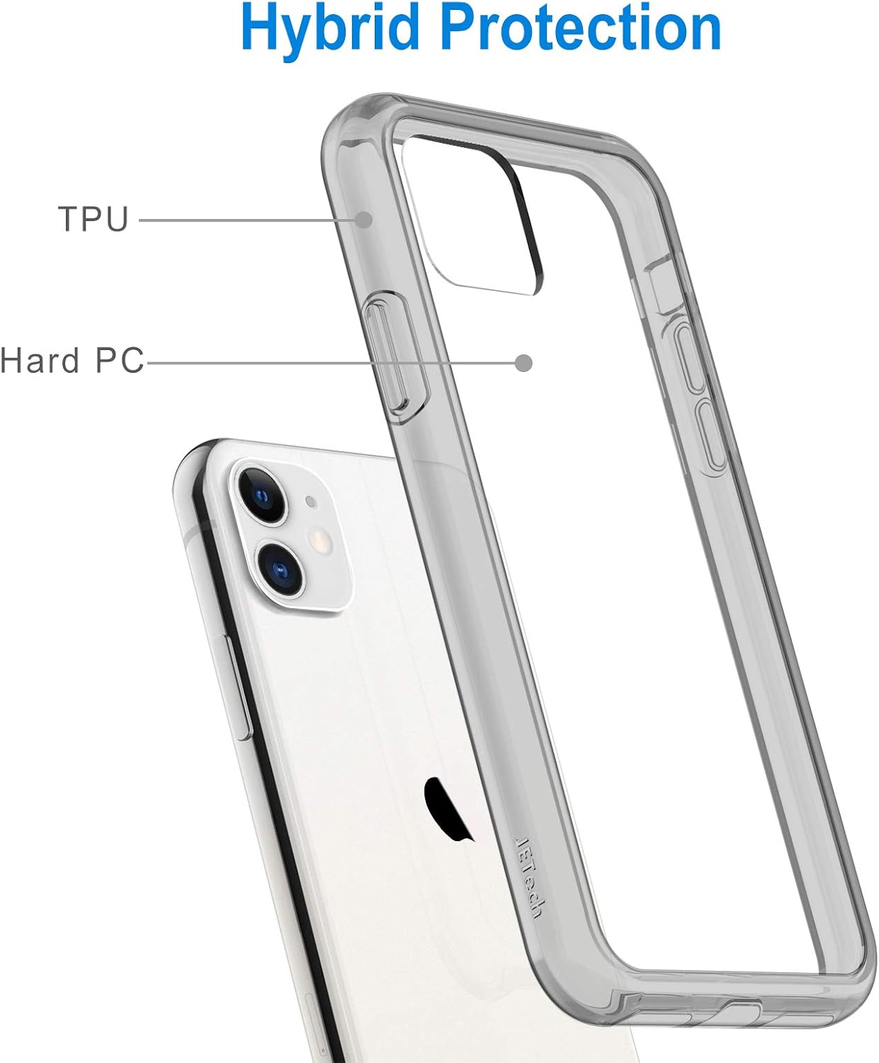 JETech – Funda para iPhone 11 de 6.1 pulgadas, no se torna amarillenta, a prueba de golpes, con parte trasera transparente y antirayaduras (color