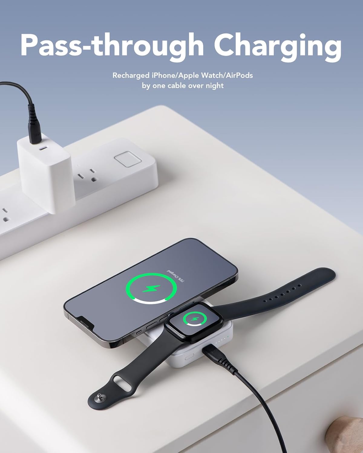 Paquete de batería compatible con MagSafe todo en uno de 10000 mAh, carga rápida, banco de energía portátil con soporte plegable, banco de energía