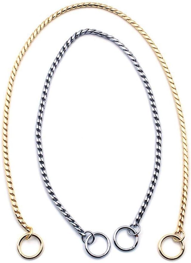 Collar de cadena plateada para perro, estrangulador, collar de serpiente para entrenamiento de mascotas con eslabones pesados, 16 pulgadas, 0.118 in
