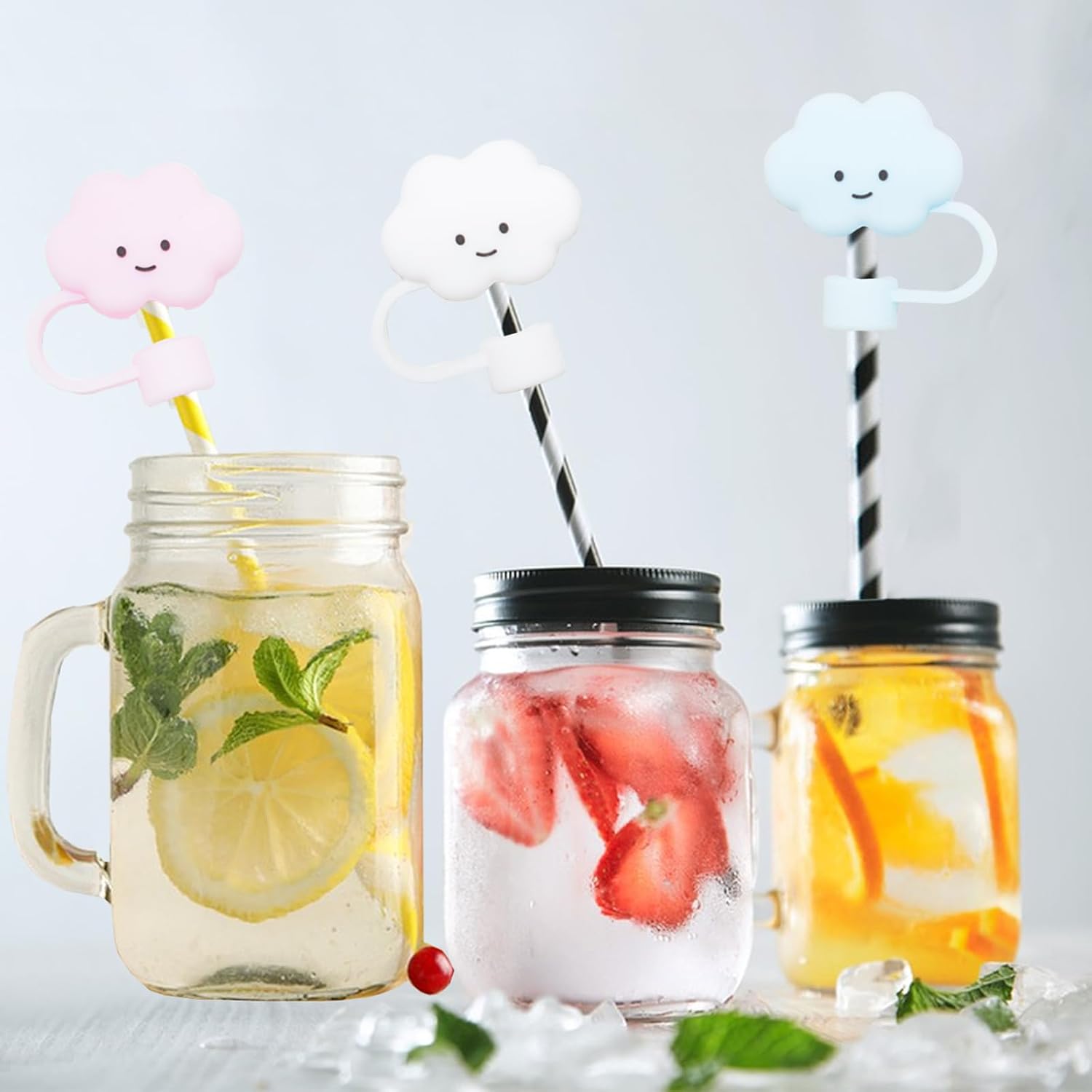 Paquete de 3 fundas de popote para accesorios de copa Stanley, 0.394 in, lindo adorno de popote de silicona para vaso Stanley de 30 y 40 onzas,
