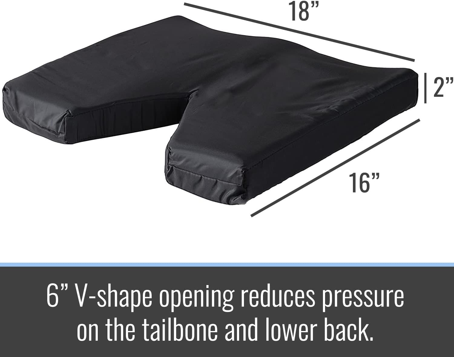 DMI Cojín de asiento de coxis de espuma contorneada para dolor de espalda y dolor de coxis con funda Oxford de nailon, para silla o silla de ruedas,