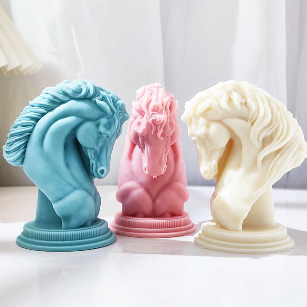 Molde de silicona para velas de ajedrez y caballero de cabeza de caballo para cera de jabón, resina epoxi, manualidades, manualidades, semental,
