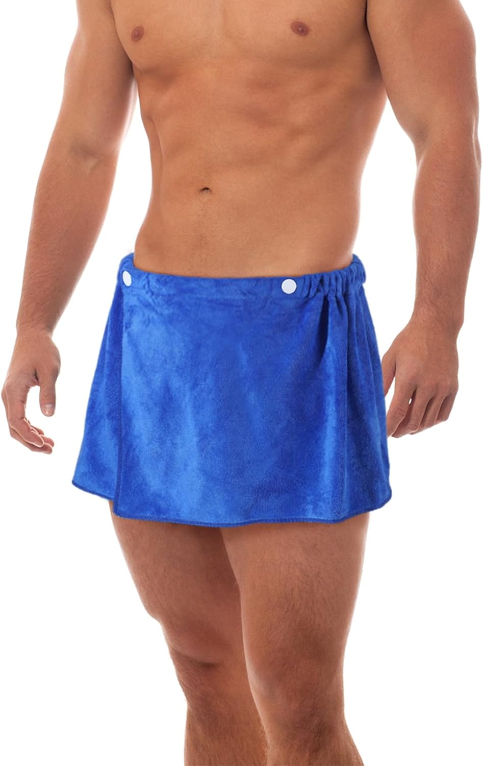 Preboun Toalla de baño para hombre, pantalones cortos, toalla de natación de microfibra suave con cierre a presión (café, azul, paquete de 2)
