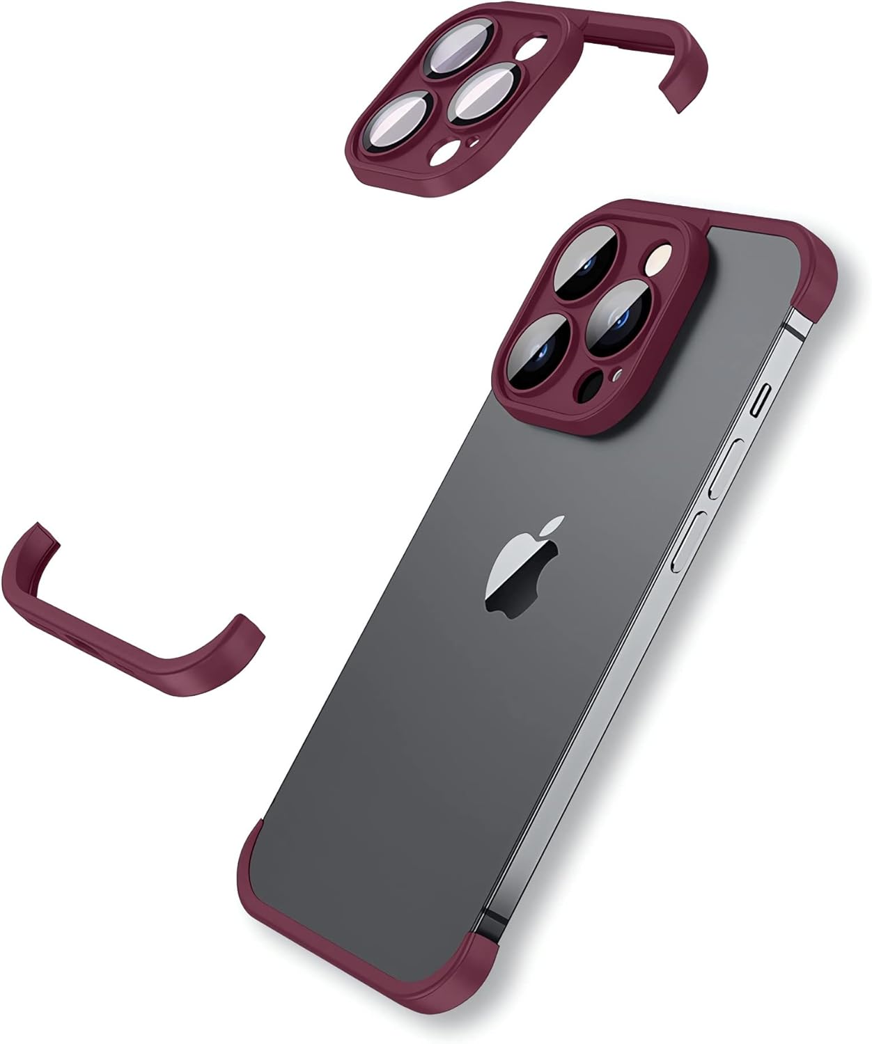 LEKEVO Funda sin marco para iPhone 15 Pro Max con protector de lente de cámara, funda delgada de TPU suave a prueba de golpes, carcasa minimalista