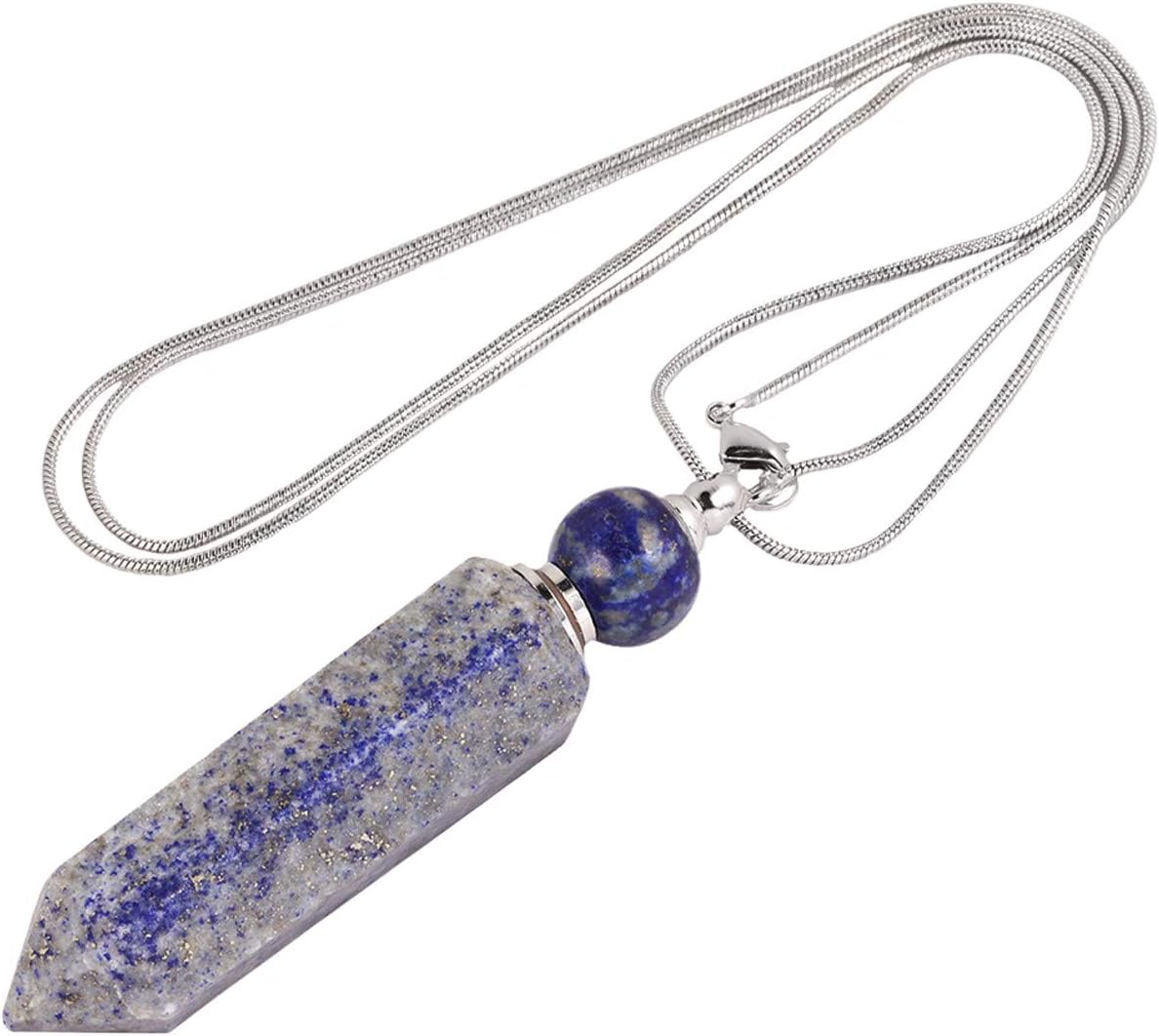 TUMBEELLUWA Collar con colgante de piedra de aromaterapia con difusor de aceites esenciales, unisex, collar de piedras preciosas de punto de cristal