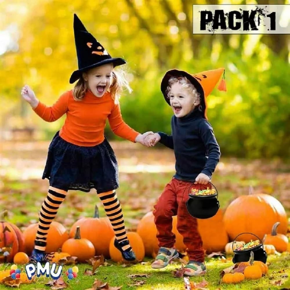 PMU Caldero de Halloween  Molde de soplado, accesorio de plástico para fiestas, soporte para dulces para niños, recuerdos y suministros de fiesta de