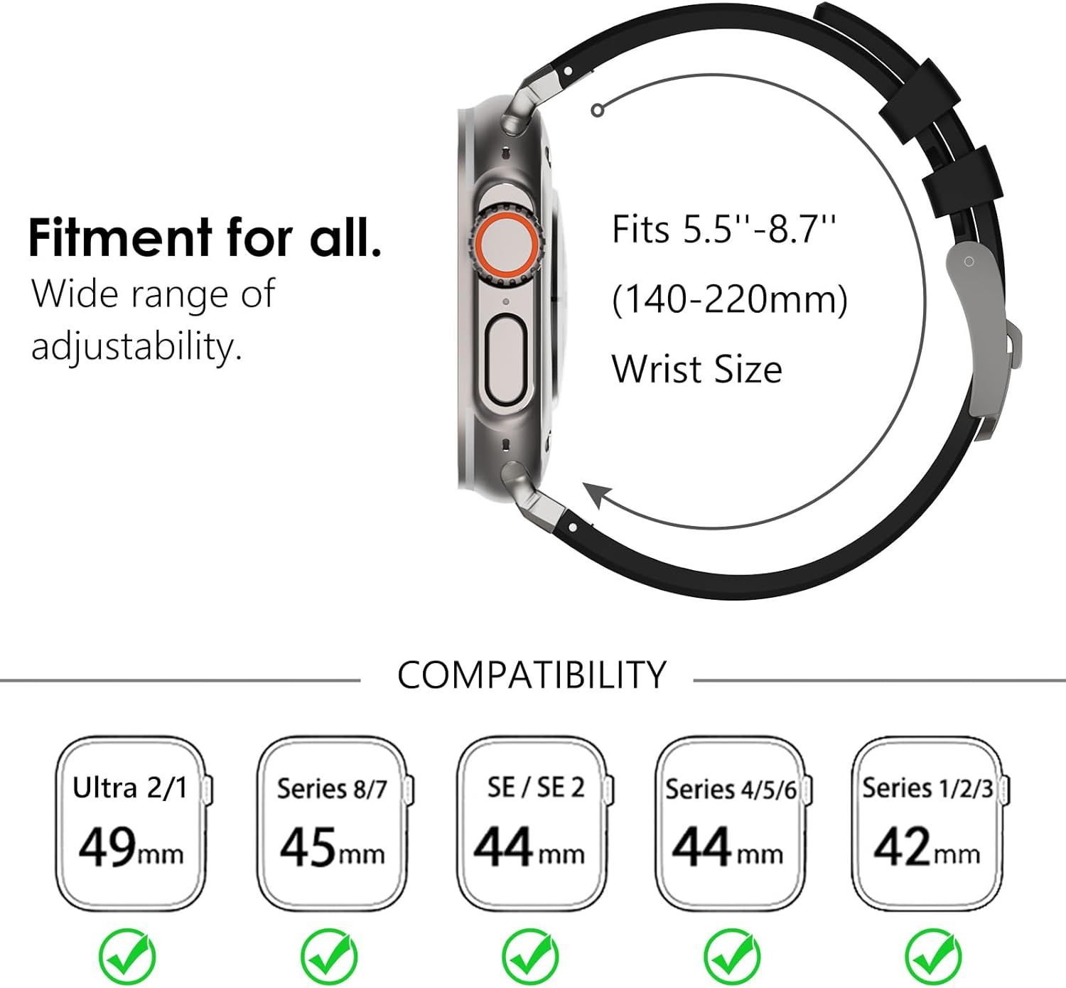 WINGLE Compatible for Apple Watch Ultra Band Ultra 2 Band 49mm 45mm 44mm 42mm for Men, Liquid Silicone Luxury Cool Designed AP Rubber Band for