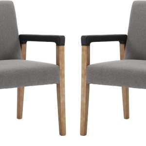 Kmax Sillas de comedor modernas, sillas de cocina de tela de lino, sillas tapizadas, juego de 2 con patas de madera para comedor, sala de estar, Kmax Sillas de comedor modernas, sillas de cocina de tela de lino, sillas tapizadas, juego de 2 con patas de madera para comedor, sala de estar,