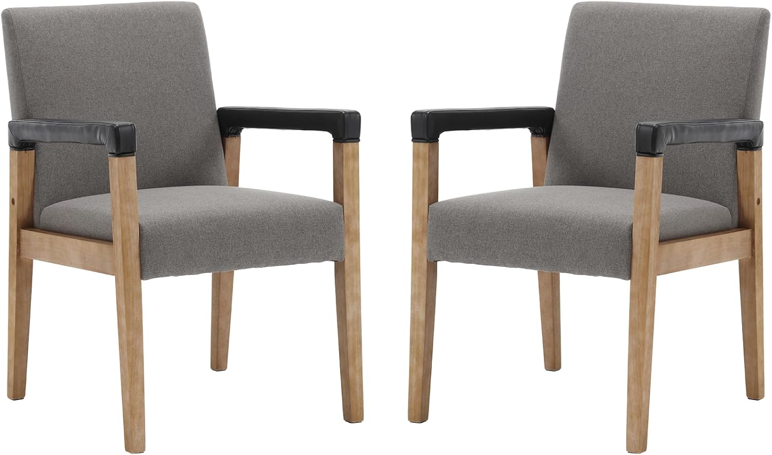 Kmax Sillas de comedor modernas, sillas de cocina de tela de lino, sillas tapizadas, juego de 2 con patas de madera para comedor, sala de estar,