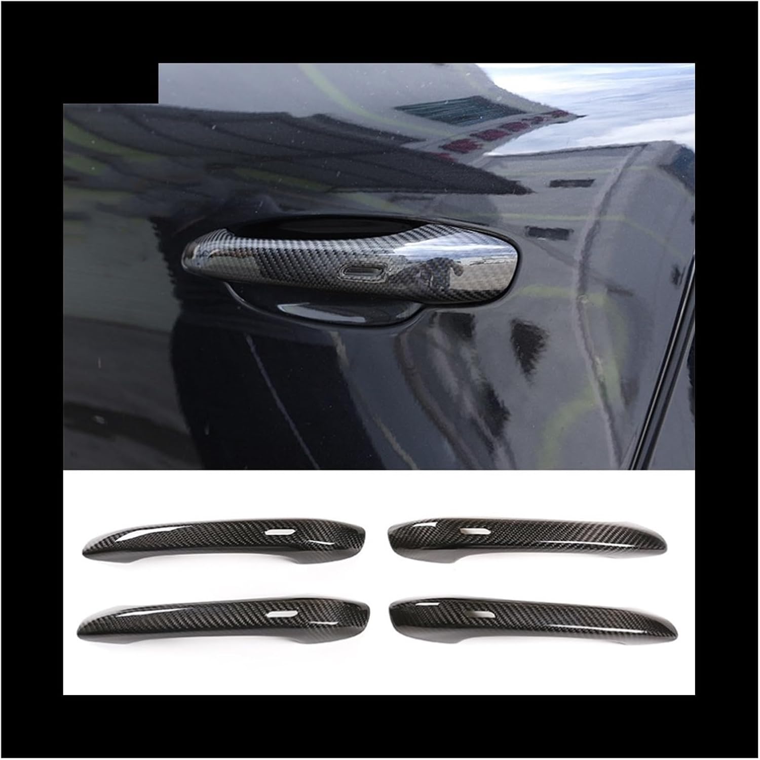 AkosOL Compatible for Porsche Macan 2014-2023 Dry Carbon Fiber Car Exterior Door Handle Cover Trim Sticker Accessories (with Holes)