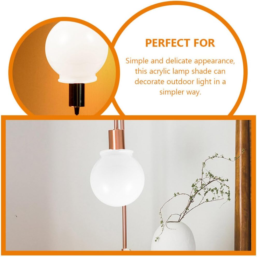 2 unids acrílico lámpara poste globo con cuello blanco lámpara sombra redonda de plástico globo de luz apertura cuello ventilador de techo cubiertas