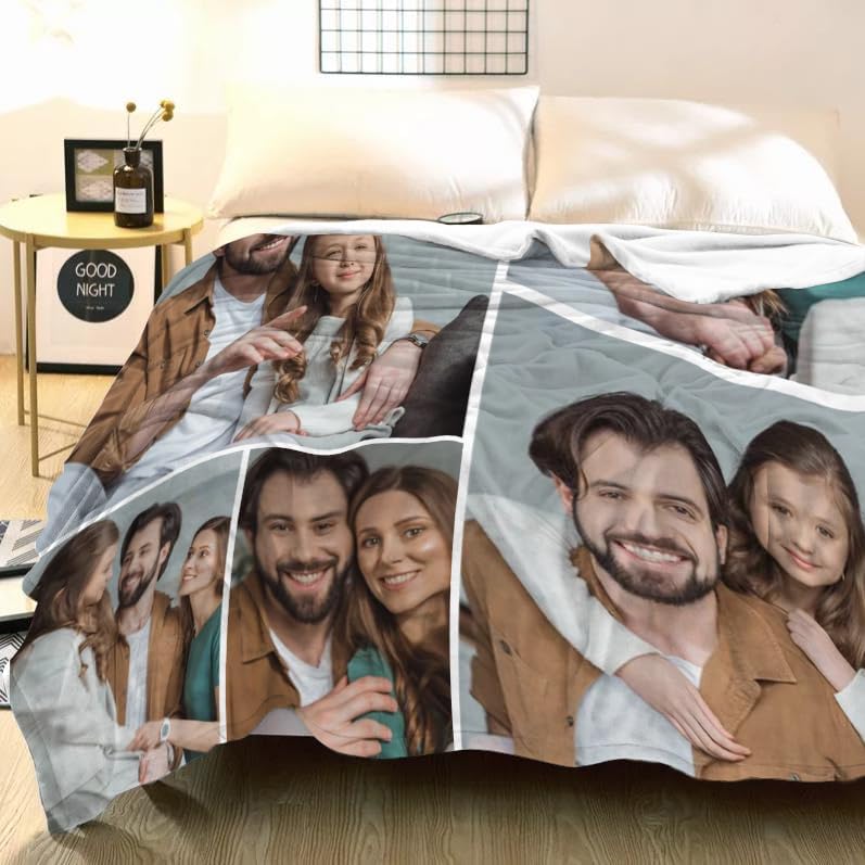 Lcyawer Manta personalizada con fotos, mantas personalizadas para adultos y niños, regalos personalizados para Navidad, Halloween, día de San